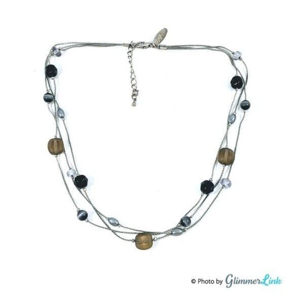 New York & Company Jewelry - NY & Co Black & Gray Triple Strand Beaded Necklace
